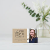 Gepersonaliseerd kraftpapier Ik verkoop onroerend  Visitekaartje (Staand voorkant)