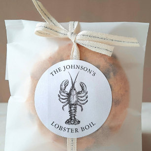 Gepersonaliseerd kreeft bake event wit ronde sticker