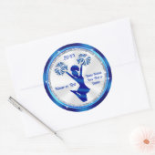 Gepersonaliseerd, KreukStickers, Blauw, Wit, Zilve Ronde Sticker (Envelop)