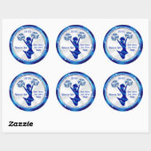 Gepersonaliseerd, KreukStickers, Blauw, Wit, Zilve Ronde Sticker (Vel)