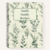 Gepersonaliseerd Kruid Plant Patroon Familie Recep Notitieboek (Voorkant)