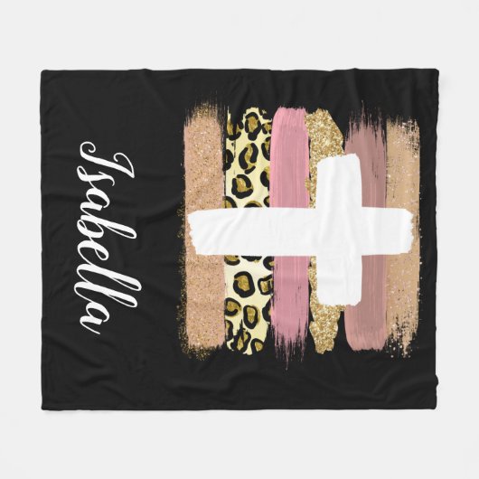 Gepersonaliseerd kruisje fleece deken (Voorkant (Horizontaal))