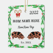 Gepersonaliseerd KuneKune Pig Boerderij Kerstmis Keramisch Ornament (Links)