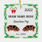 Gepersonaliseerd KuneKune Pig Boerderij Kerstmis Keramisch Ornament (Voorkant)