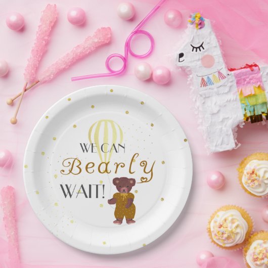 Gepersonaliseerd kunnen we Baby shower wachten Papieren Bordje (Feest)