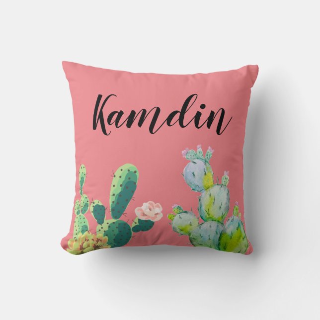 Gepersonaliseerd kussen Bohemian Cactus Succulents (Voorkant)