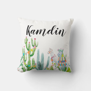 Gepersonaliseerd kussen Boho Llama Bohemian Cacti 