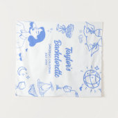 Gepersonaliseerd kust strand vrijgezellenfeest dec wandkleed (Voorkant (horizontaal))