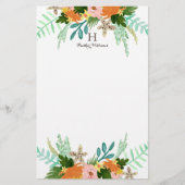 Gepersonaliseerd | Kustlijn Floral Briefpapier (Voorkant)