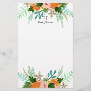 Gepersonaliseerd   Kustlijn Floral Briefpapier