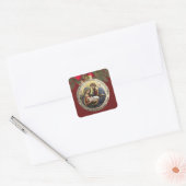 Gepersonaliseerd Laat er vrede kerststal zijn Vierkante Sticker (Envelop)