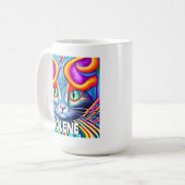 Gepersonaliseerd label | Unieke mystieke kat Koffiemok (Voorkant links)