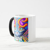 Gepersonaliseerd label | Unieke mystieke kat Magische Mok (Voorkant links)