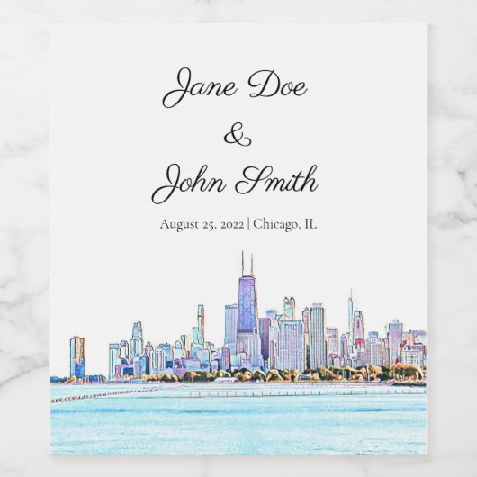 Gepersonaliseerd label voor Chicago Skyline Wine Wijn Etiket (Enkel label)