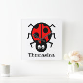 Gepersonaliseerd Ladybird Pattern Vierkante Klok (Huis)