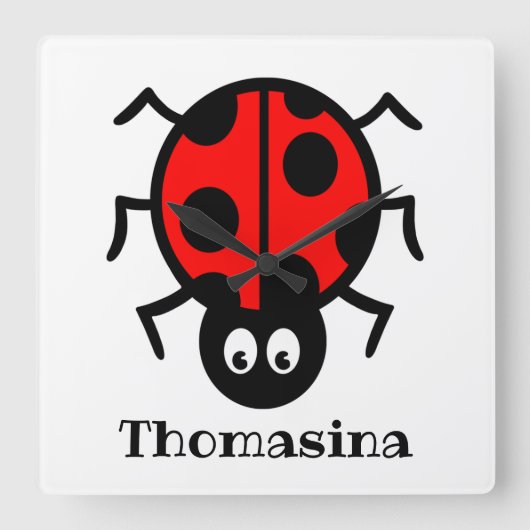 Gepersonaliseerd Ladybird Pattern Vierkante Klok (Voorkant)