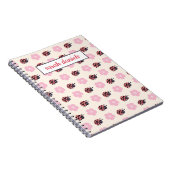 Gepersonaliseerd Ladybug- en bloempatroon Notitieboek (Rechterzijde)