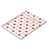 Gepersonaliseerd Ladybug- en bloempatroon Notitieboek (Linkerzijde)