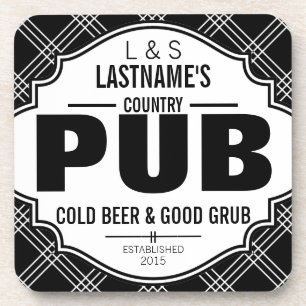 Gepersonaliseerd land Pub Beer en Grub Onderzetter