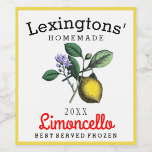 Gepersonaliseerd Lang Limoncello Liquor Flesetiket Wijn Etiket