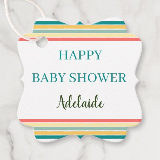 Gepersonaliseerd Laten we het Baby shower van Beac Bedankjes Labels (Voorkant)