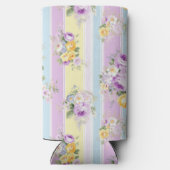 Gepersonaliseerd lavendel bloemig gestreept seltzer blikjeskoeler (Achterkant)