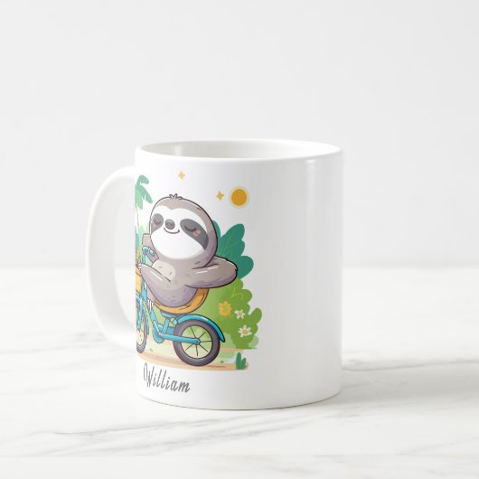 Gepersonaliseerd Lazy Sloth's Relaxing Bike Advent Koffiemok (Voorkant links)