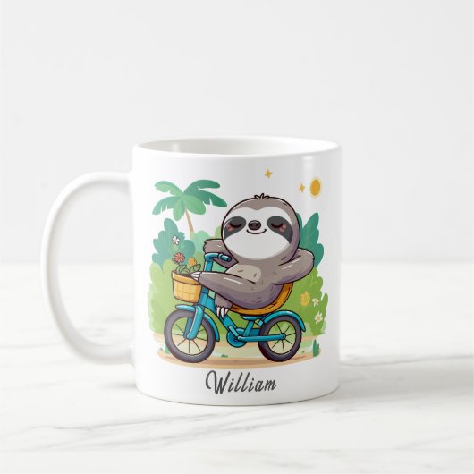 Gepersonaliseerd Lazy Sloth's Relaxing Bike Advent Koffiemok (Links)