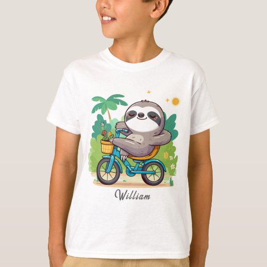 Gepersonaliseerd Lazy Sloth's Relaxing Bike Advent T-shirt (Voorkant)