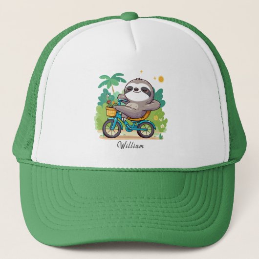 Gepersonaliseerd Lazy Sloth's Relaxing Bike Advent Trucker Pet (Voorkant)