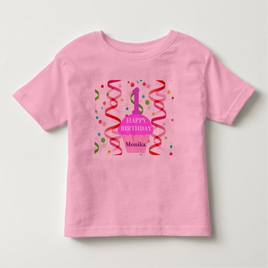 Gepersonaliseerd Leeftijd en Naam Happy Birthday C Kinder Shirts (Voorkant)
