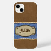 Gepersonaliseerd leer & Denim-look Case-Mate iPhone Case (Achterkant)