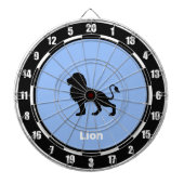 Gepersonaliseerd leeuwensilhouet op lichtblauw dartbord (Voorkant)