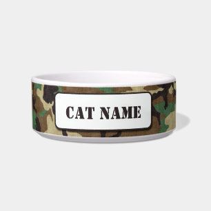 Gepersonaliseerd leger Woodland Camouflage Cat Bow Voerbakje