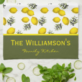Gepersonaliseerd Lemon- en Olijfpatroon Theedoek (Gevouwen)