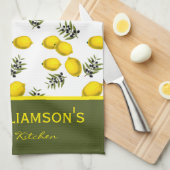 Gepersonaliseerd Lemon- en Olijfpatroon Theedoek (Quarter Fold)