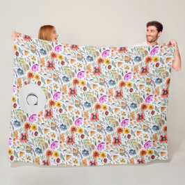 Gepersonaliseerd lente Wildbloemen & Schattige ege Fleece Deken