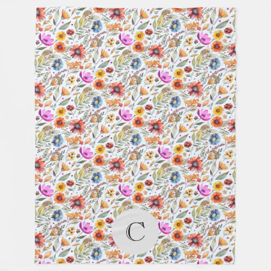 Gepersonaliseerd lente Wildbloemen & Schattige ege Fleece Deken (Voorkant)