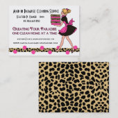 Gepersonaliseerd Leopard Print Cleaning Service Visitekaartje (Voorkant / Achterkant)