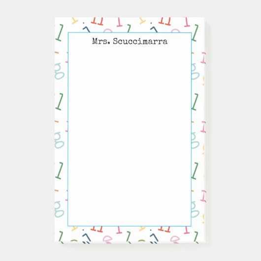 Gepersonaliseerd Leraar Alphabet Notitieblok Post-it® Notes (Voorkant)