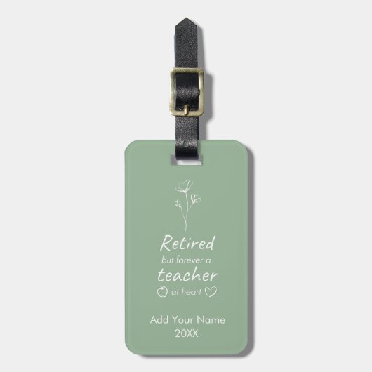 Gepersonaliseerd leraar Sage Groen Monogram Bagagelabel (Voorkant verticaal)