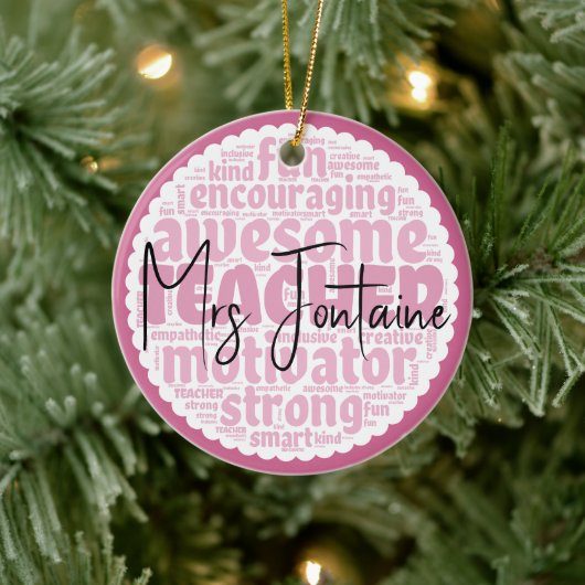 Gepersonaliseerd lerarenornament keramisch ornament (Boom)