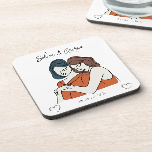 Gepersonaliseerd Lesbisch Bier Onderzetter (Linkerzijde)