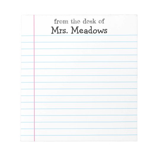 Gepersonaliseerd leserpapier van het bureau van notitieblok (Voorkant)