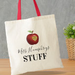 Gepersonaliseerd lesgeven tote bag<br><div class="desc">Show uw docent hoeveel u ze waardeert met onze unieke, gepersonaliseerde canvas tas! Deze stijlvolle tas heeft de naam van je leraar, een grillig gesneden appel met een hart uit, en een oprecht 'Thank You'. Een geschenk dat praktische functionaliteit, persoonlijke touch en een heleboel dankbaarheid combineert in één. Laten we...</div>