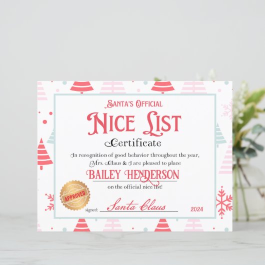 Gepersonaliseerd leuk certificaat van Sinterklaas (Staand voorkant)