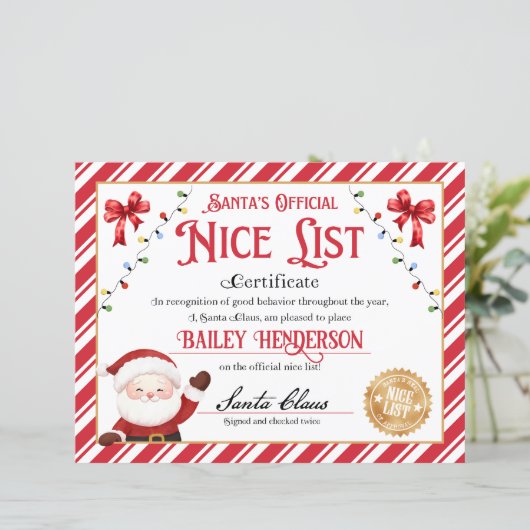 Gepersonaliseerd leuk certificaat van Sinterklaas (Staand voorkant)