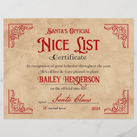 Gepersonaliseerd leuk certificaat van Sinterklaas (Voorkant)