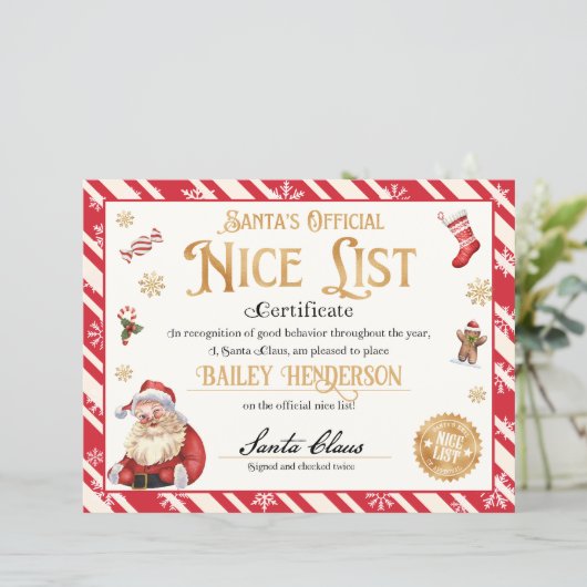 Gepersonaliseerd leuk certificaat van Sinterklaas (Staand voorkant)