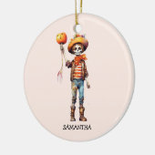 Gepersonaliseerd Leuk Kind Zombie Halloween (3) Keramisch Ornament (Links)